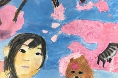 「さくらの中にいるわたしと犬」東浦 暖乃美 　小学2年生
