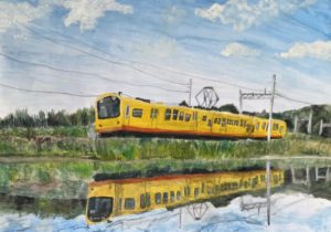 魅力いっぱいいなべを描こうコンクール 北勢線 三岐線 黄色い電車 風景画 小学生